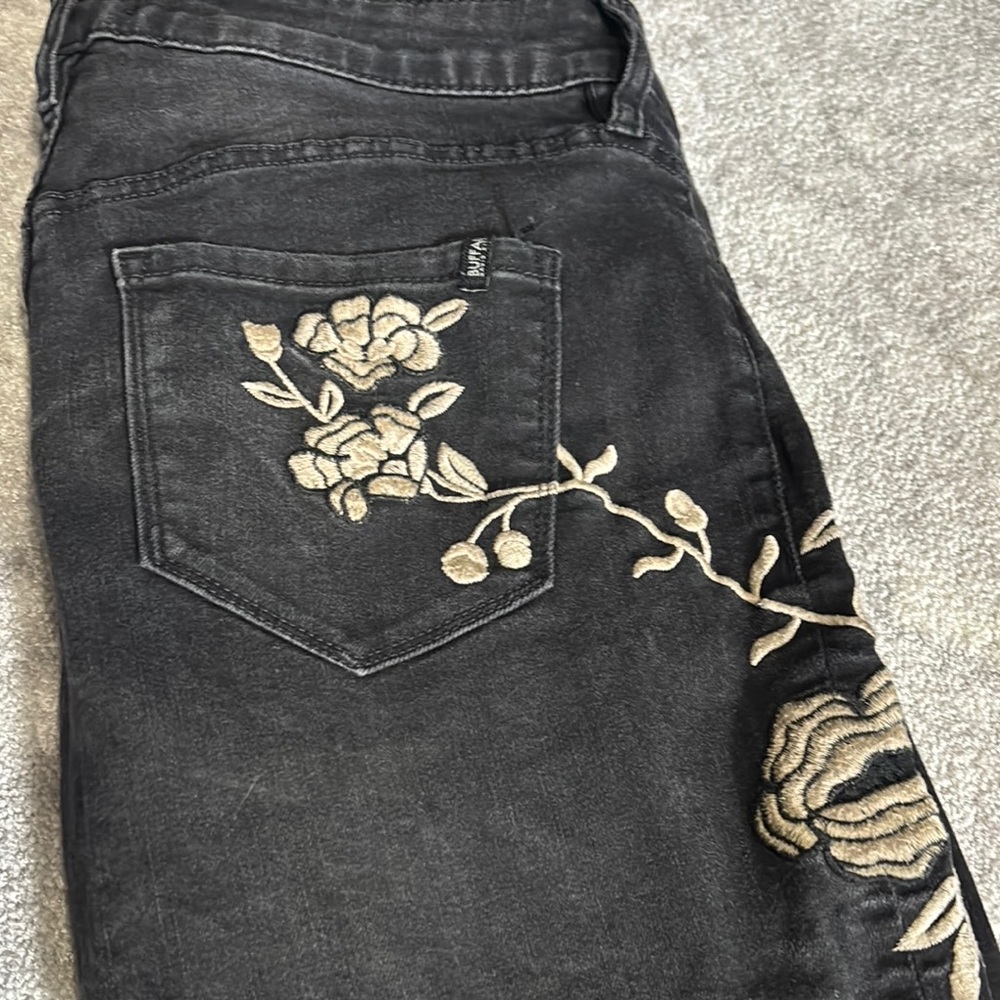 Buffalo David Bitton Black Straight Leg Jeans with Embroidery - Picture 7 of 7